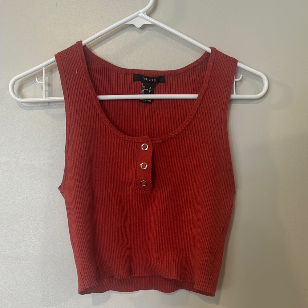Forever 21 Red Ribbed Tank Top